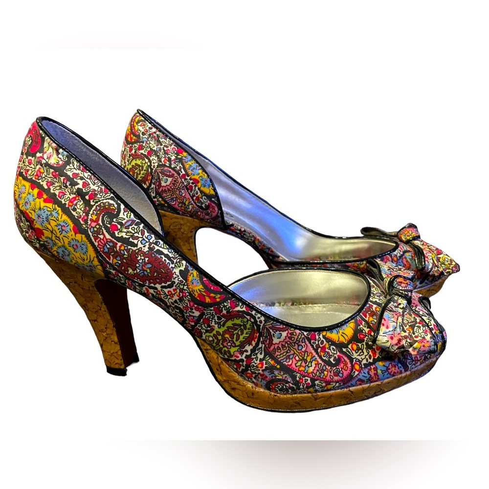 Unlisted Kenneth Cole Production Woman’s Floral Cork Heels 8.5